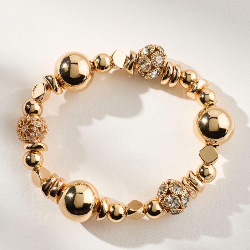 NWT Anthropologie Elegant Mix Gold Beaded Bracelet